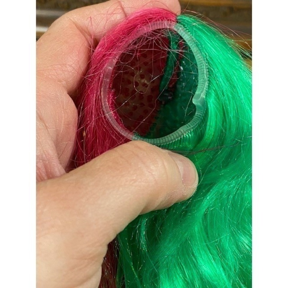 Pink and Green Split Color Doll Wig Removable Synthetic Hair for Fashion Dolls - Picture 2 of 8